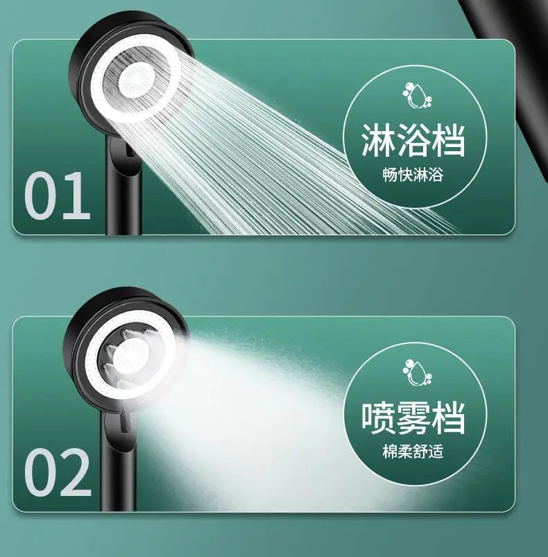 Black Silver Shower Head High Pressure 5 Modes Water Saving Nozzle Powerful Pressurized Spa Handheld Showers Bathroom accessorie