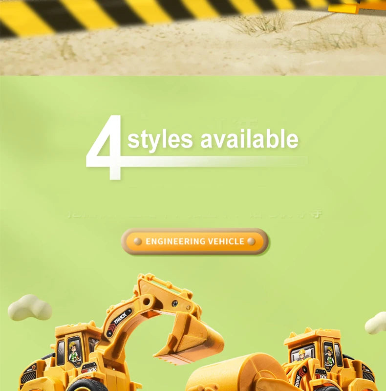 Engineering Vehicle Model Press Sliding Car Excavator Bulldozer Children Educational Construction Vehicle Toy Kids Boy Gift
