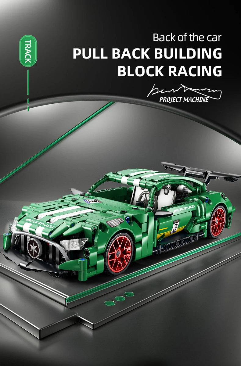 ToylinX Technical Super Racing Car 456PCS Model Building Blocks Automobile Pull Back DIY Vehicle Children Construction Toys