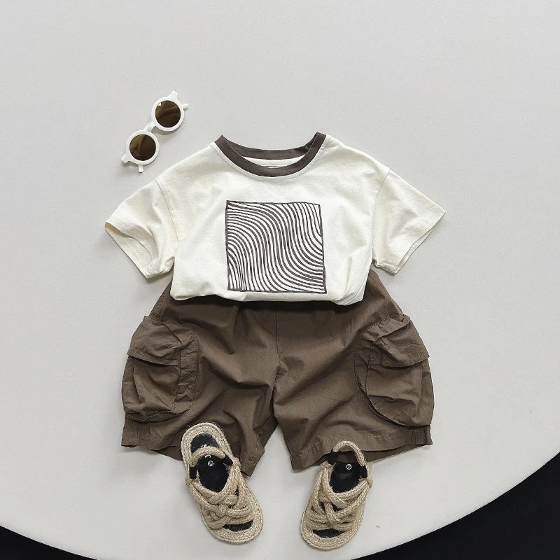 2024 Summer New Boys' Shorts Fashionable Workwear Capris 1-5 Year Old Korean Edition Pure Cotton Baby Casual Shorts
