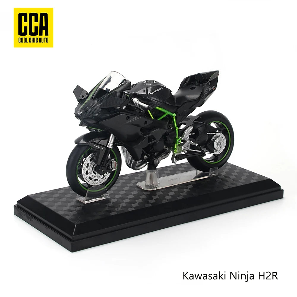 MSZ CCA 1:12 Kawasaki Ninja H2R with base alloy die-cast car motorcycle model, toy gift giving, die-cast static motorcycle model