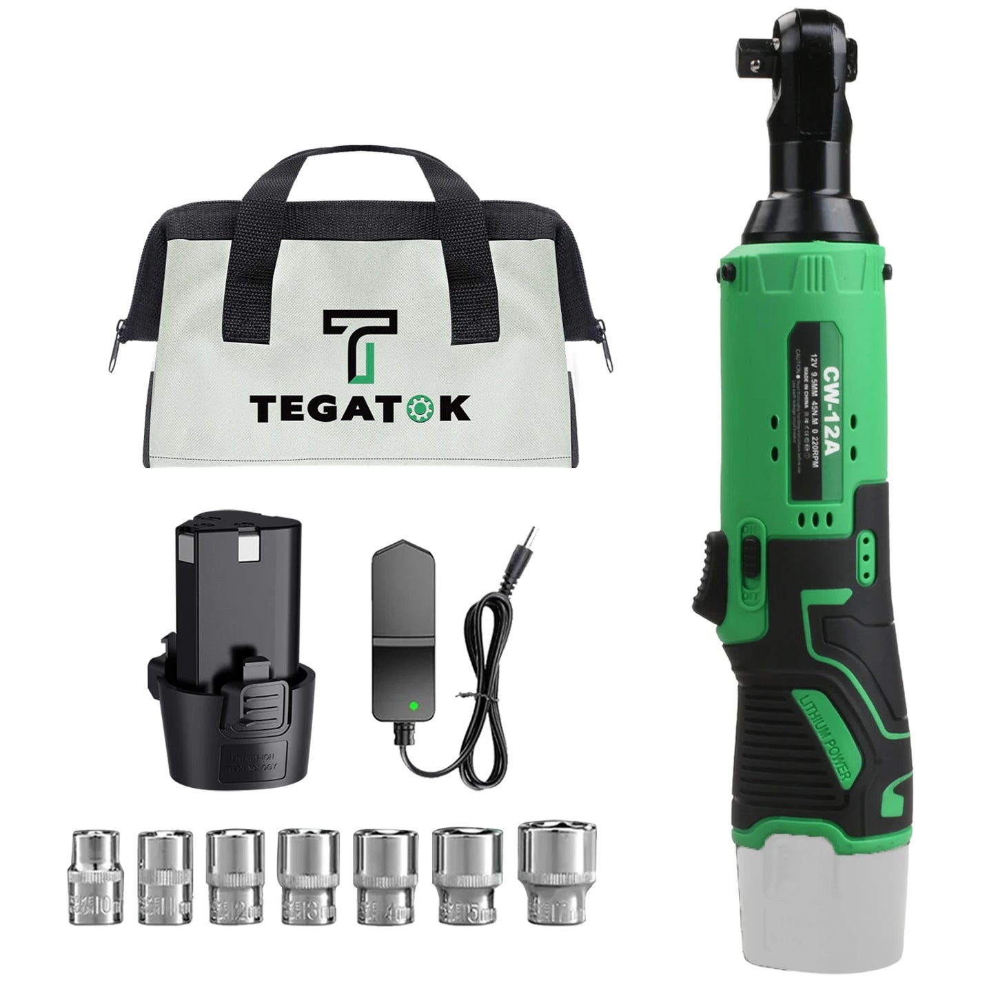 400 RPM 3/8" 12V Tegatok Cordless Ratchet Wrench Set - Rotary Tools For garden, home and all other living needs