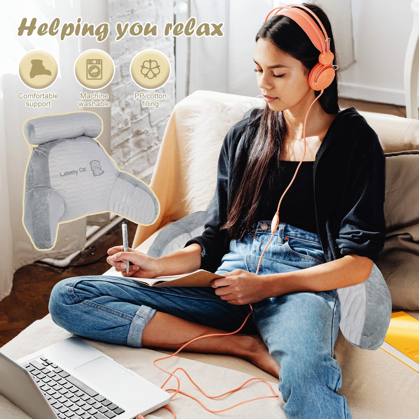 Triangular Reading Pillow Bedside Soft Large Backrest Waist Cushion Dormitory Bed Back Cushion Office Pillow Sofa Throw Pillows