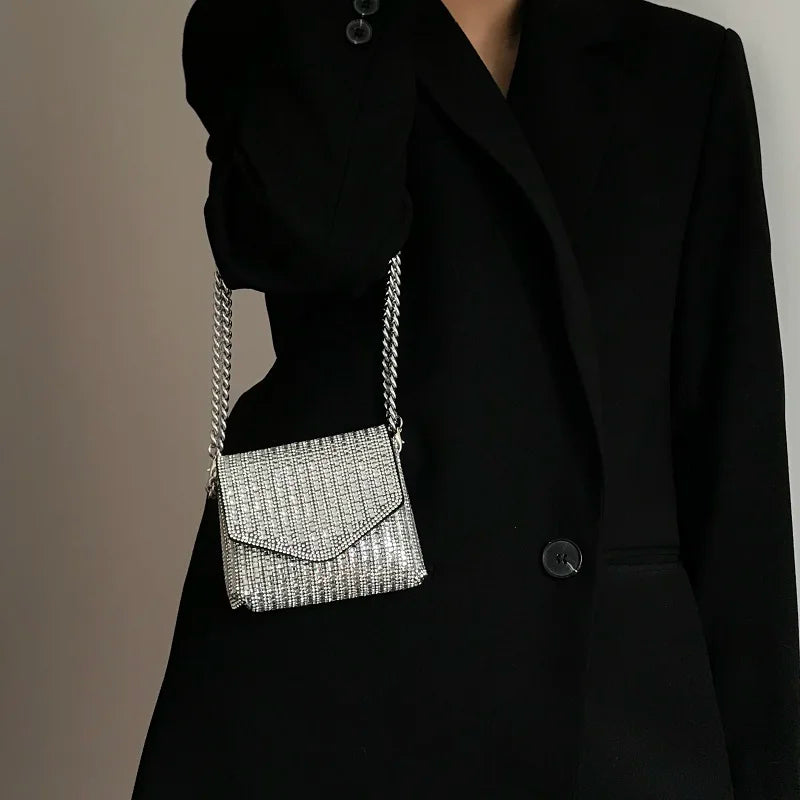 JIOMAY Mini Shoulder Bag for Women Designer Purses and Handbags Bling Rhinestone Clutch Bags Girls Chain Crossbody Bag Wholesale