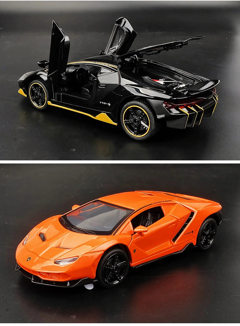 1:32 Lamborghinis LP770-4 750 Alloy Sports Car Model Diecasts Metal Pull Back Sound And Light Car Model Kids Toy Collection Gift