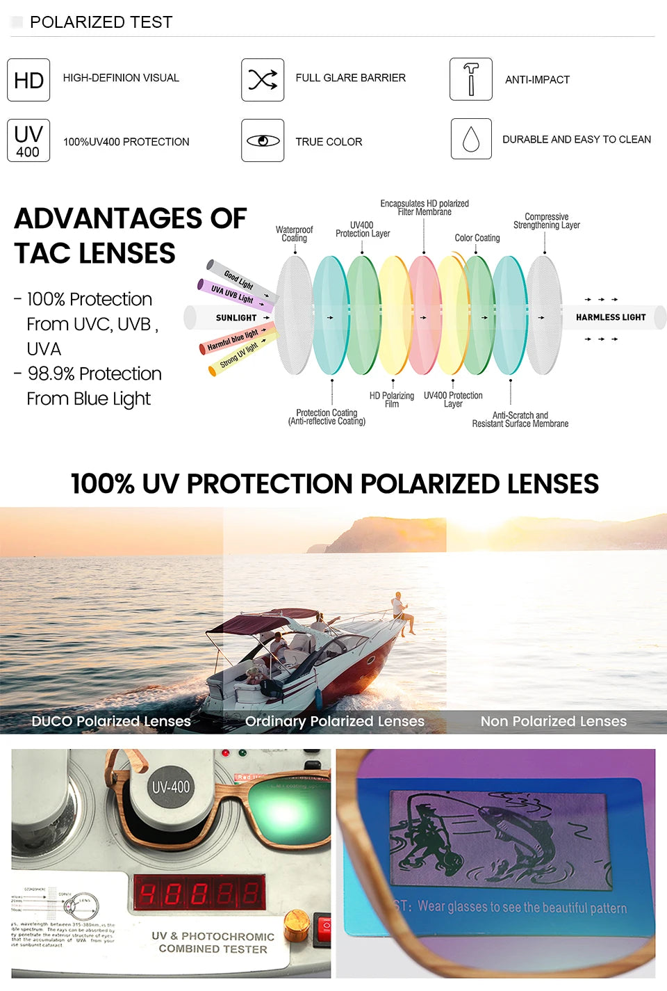 Oi Wood New High Quality Square Sunglasses For Men Polarized UV400 Fashion Sunglass Mirror Sport sun glasses Driving oculos