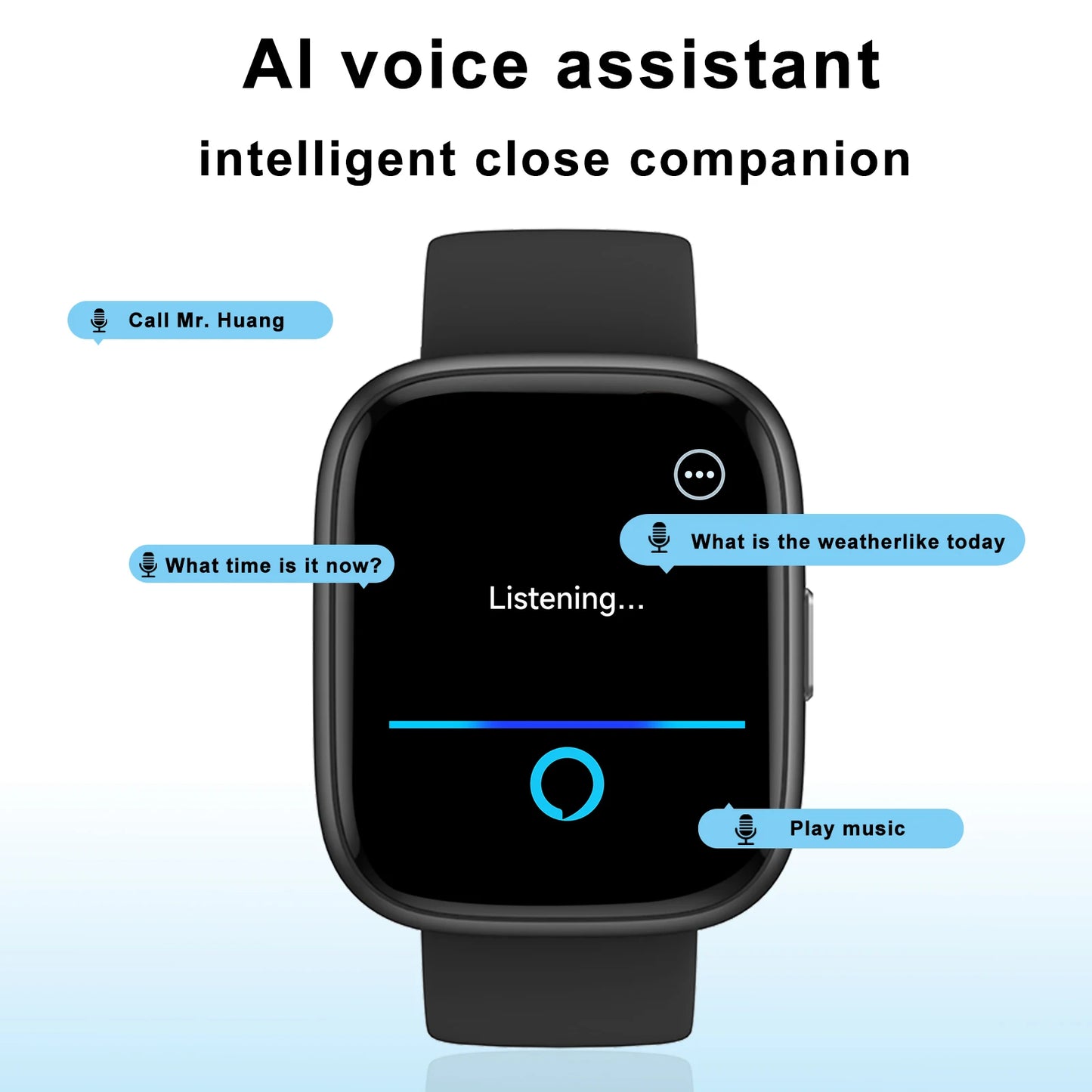 Alexa Smart watch, wireless calling /dial, calling reminder and rejection, SMS reminder, Custom Wallpaper,for iPhone/Andriod