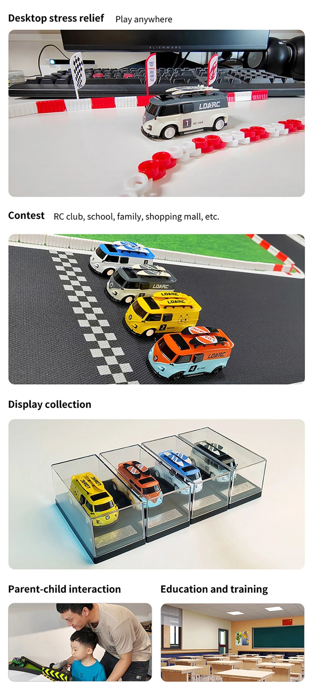LDARC V64 1/64 MINI RC Simulated Electric Remote Control Model Car Tabletop Bus Vehicle RTR 2.4GHz Adults Children's Toys