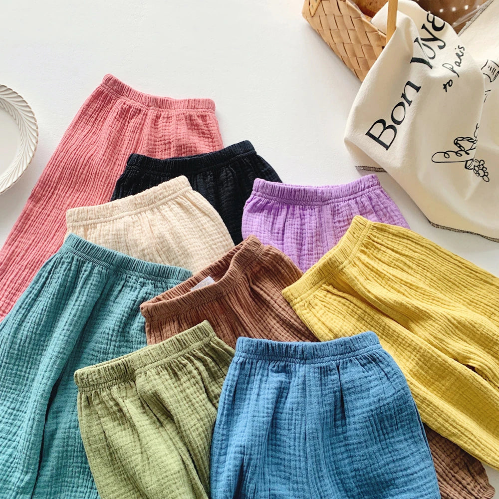 Sweet Girls Cotton Linen Pants Baby Kids Casual Loose Harem Pants Spring Summer Girl Breathable Pant Children Clothing