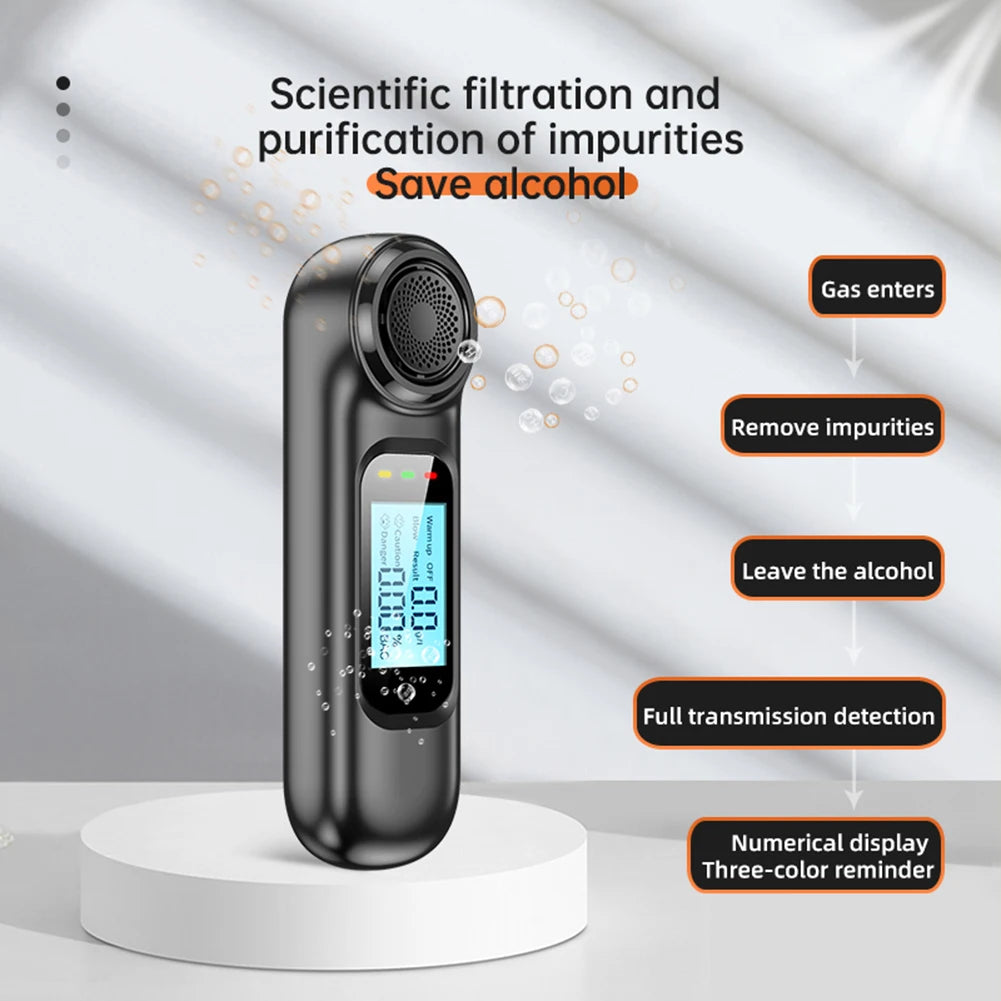 Non-Contact High-Precision Alcohol Tester Portable Car Alcoholimeter Digital LCD Screen Accuracy Breathalyzer Diagnostic Tool