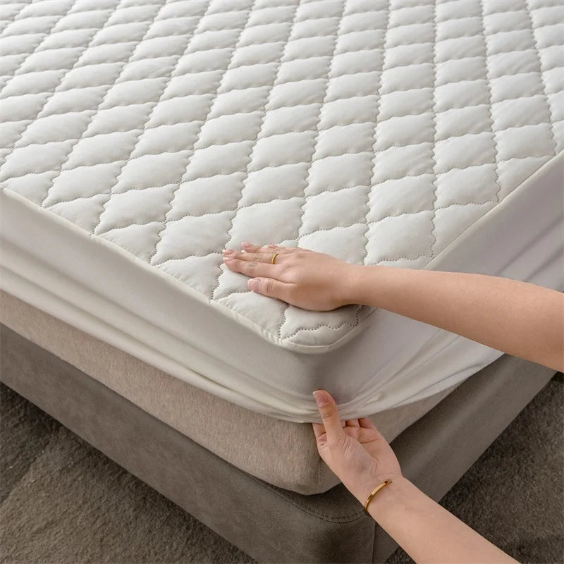 100% Waterproof Thicken Mattress Protector Cover Non-slip Fitted Bed Sheet Pad Bed Cover Single Double Bed Queen King Size 1Pc