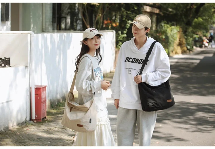 Japanese Women Men Shoulder Crossbody Bag Large Canvas Messenger Bags for Student 2024 Brand Book Bags Female Handbag Satchels