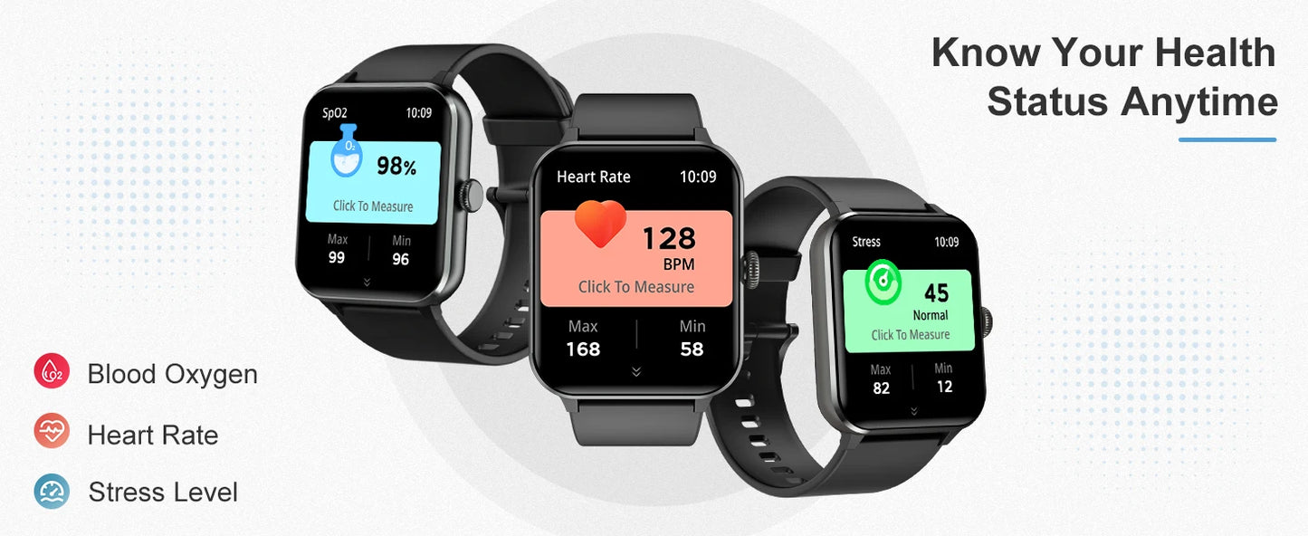 Blackview Smart Watch Bluetooth Calling 1.85” Full Touch HD Screen Smartwatch 100+ Sports Fitness Tracking with Voice Assistant