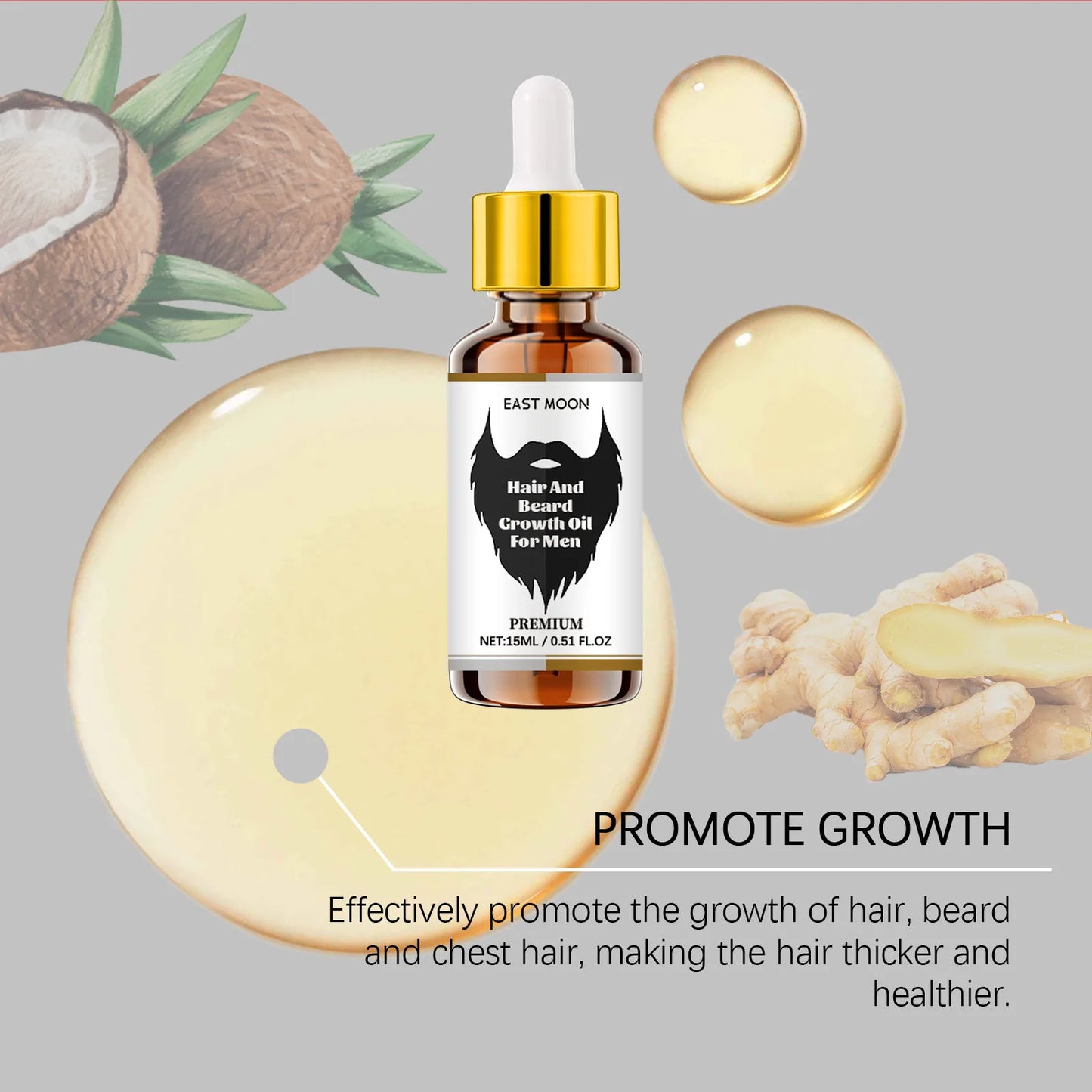 East Moon Ginger Hair Growth Oil Essential Prevent Loss Promoting Scalp Cleaning Repair Damaged Hair Regeneration Serum 15ML