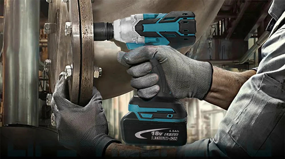 520Nm Brushless Electric Impact Wrench 18V Rechargeable Wrench Power Tool Compatible for Makita Battery 1/2 Inch Head Power Tool