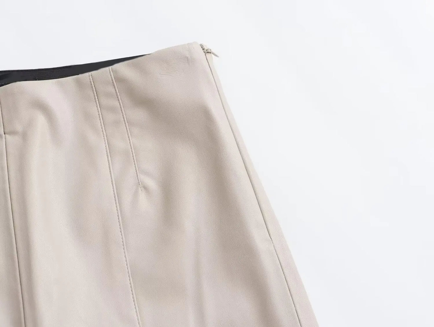 TRAFZA 2024 Women Stylish Stretch Pants Streetwear Solid High Waist Ladies PU Faux Leather Pencil Trousers Full Length Bottoms