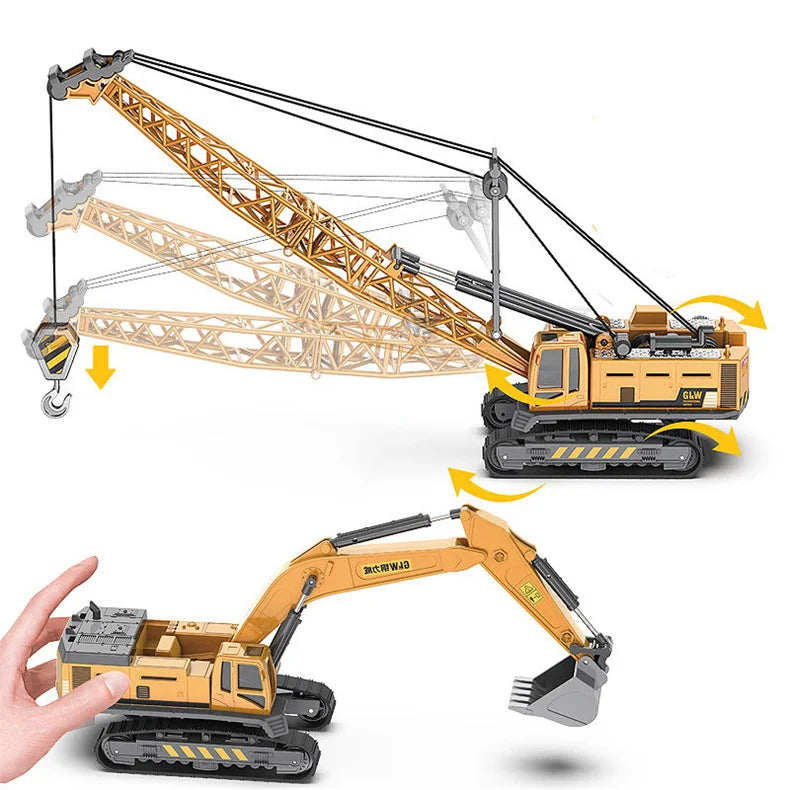 Diecasts Mini Tractor Excavator Crane Bulldozer Toy Boy Car Vehicle Toys Models Dump Truck Alloy+Plastic Education Wholesale