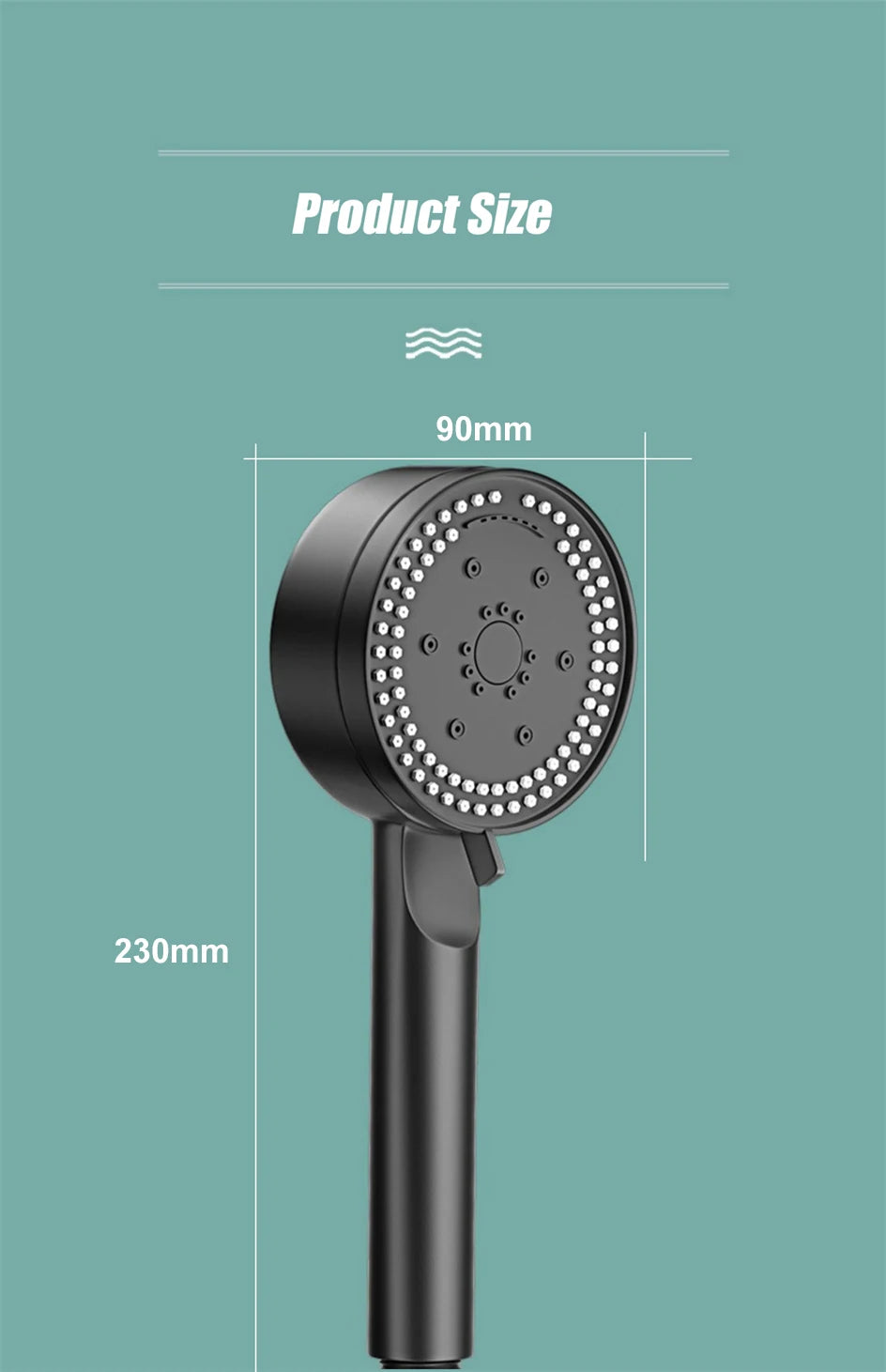 VILOYI 8 Modes Adjustable Shower Head High-pressure Water Saving Black Showerhead Handheld Bathroom Massage Showers Nozzle