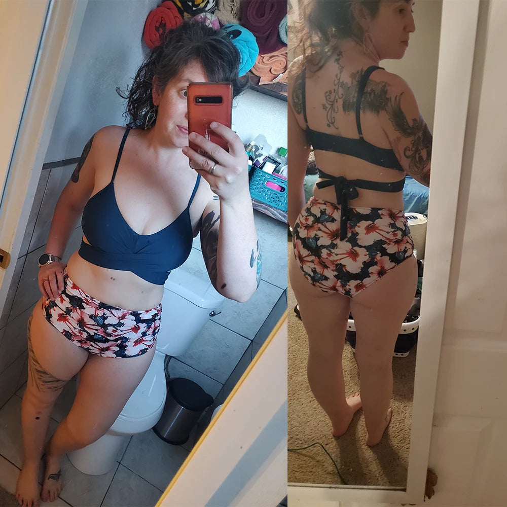 High Waist Sexy Bikini Set 2024 Biquini Swimwear Women Two Pieces Swimsuit Floral Beachwear V-Neck Bathing Suits Female