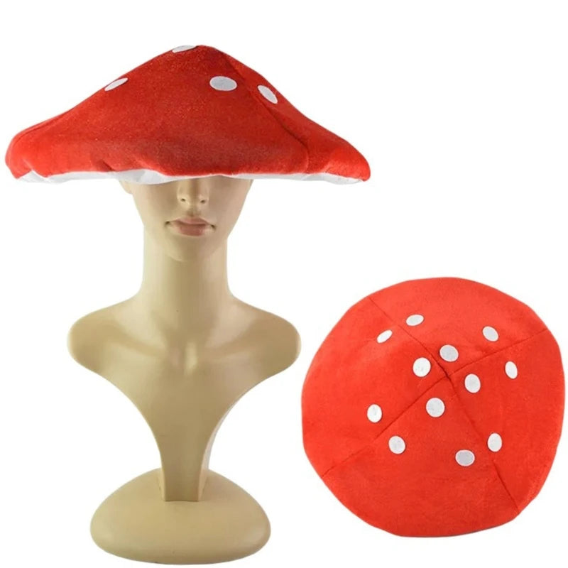 Adult Stuffed Mushroom Hat Christmas Party Plush Hat Adult Carnivals Photography Hat Halloween Party Festival Hat
