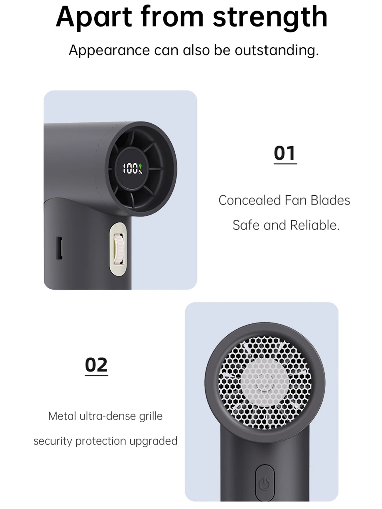 Vissko Portable Hand Fan 100 Wind Speeds Mini Bladeless Handheld Fan USB Rechargeable Personal Fans Electric Eyelash Fan