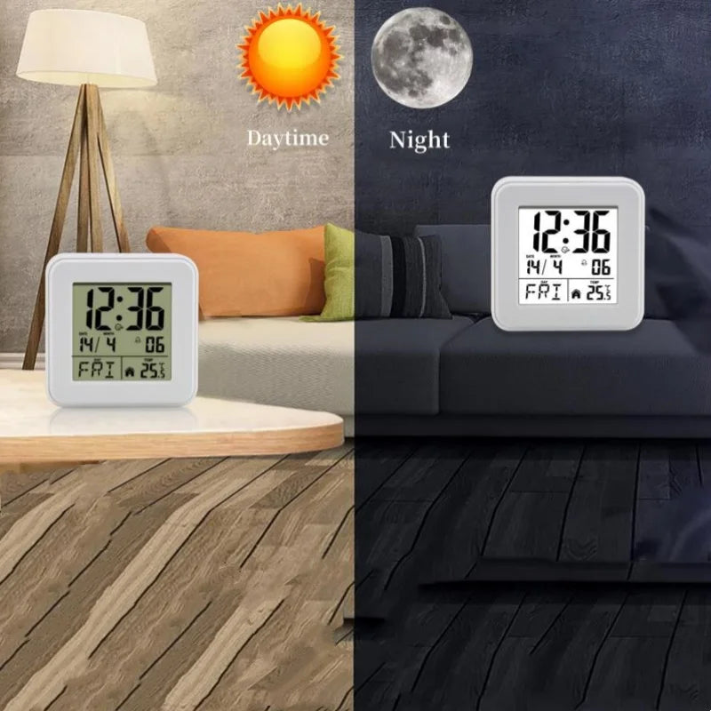 Portable Mini Digital Alarm Clock Temperature Date Week Touch Backlight Snooze Table Clock 12/24H Battery Powered LCD Clock
