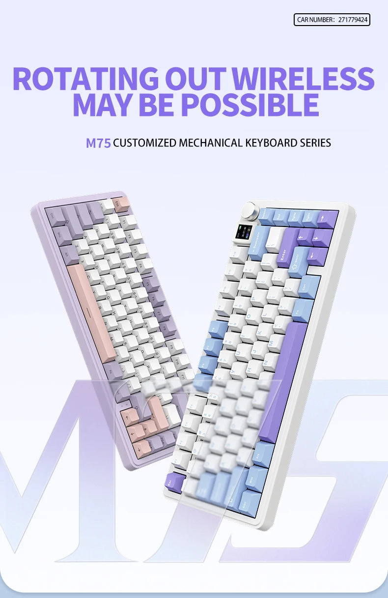 ATTACK SHARK X85 Bluetooth mechanical keyboard, 2.4G tri-mode, RGB Effects,TFT screen, metal knobs,full-key hot-swap, win&mac