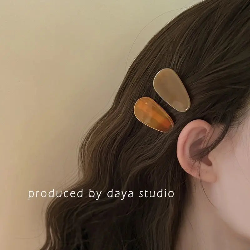 New Korean Version Daily Acetic Acid Geometric Women's Side Clip Fashionable and Fresh Girl Hair Clip Retro Bangs Duckbill Clip