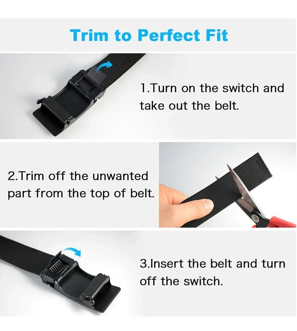 New Golf Sports Elastic Belt Tactical Belt Metal Automatic Buckle Tough Stretch Nylon Men Military Belt 115-150CM Big Size Belts