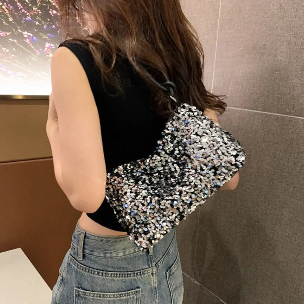 Solid Color Sequins Crossbody Bags Fashion INS Sequins Shoulder Bags Phone Purse Handbag Evening Clutch Bag Girl DIY