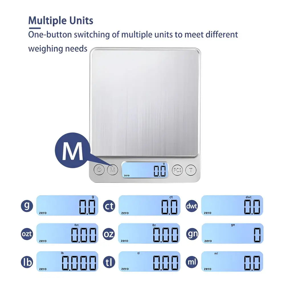 Digital Kitchen Scale 500/1kg/2kg/ 3kg Small Jewelry Scale Food Scales Digital Weight Gram and Oz Digital Gram Scale