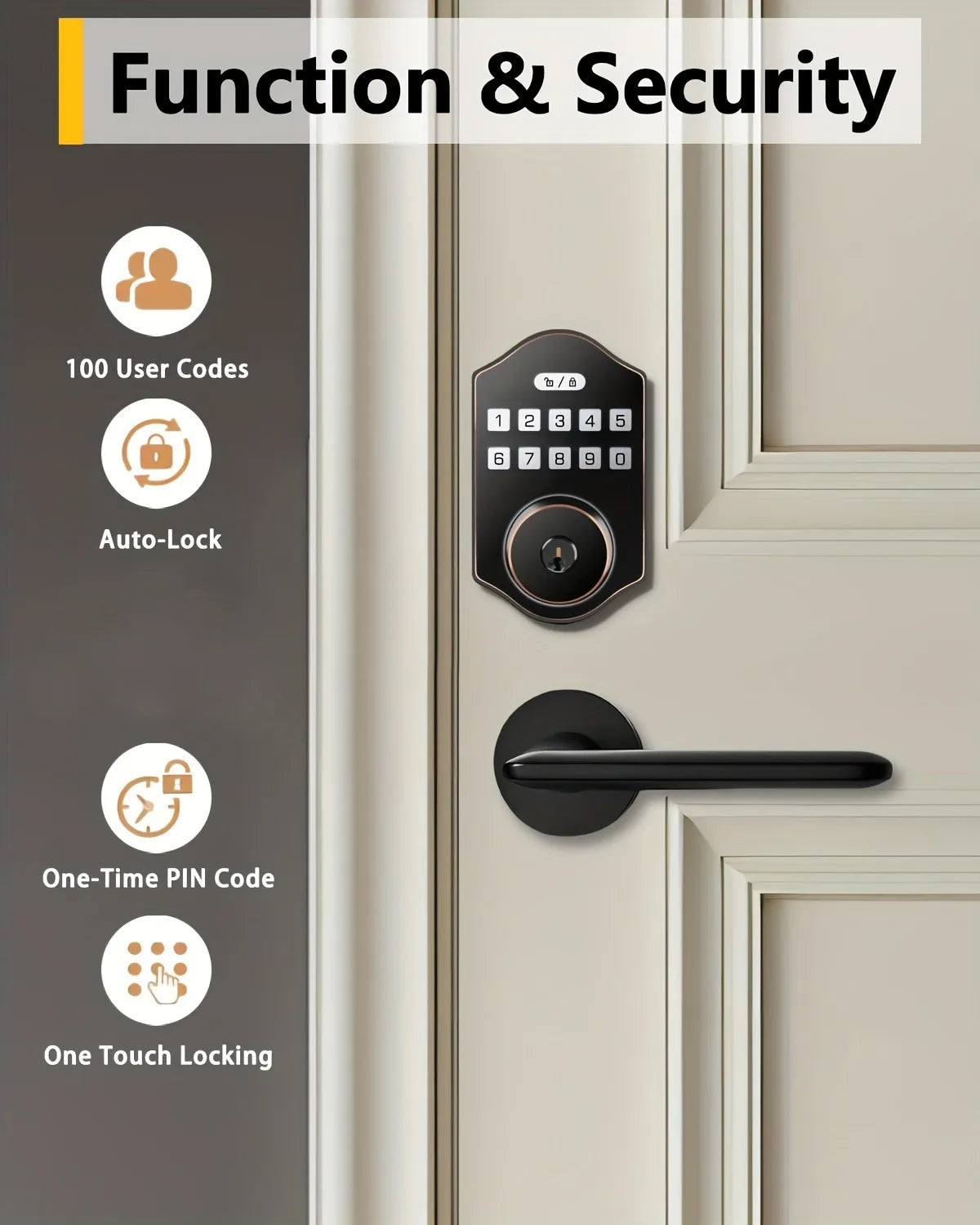 CIEPOJIT Smart Front Door Lock Deadbolt Keyless Entry Locks Digital Keypad Security For Home Unlock with password/key