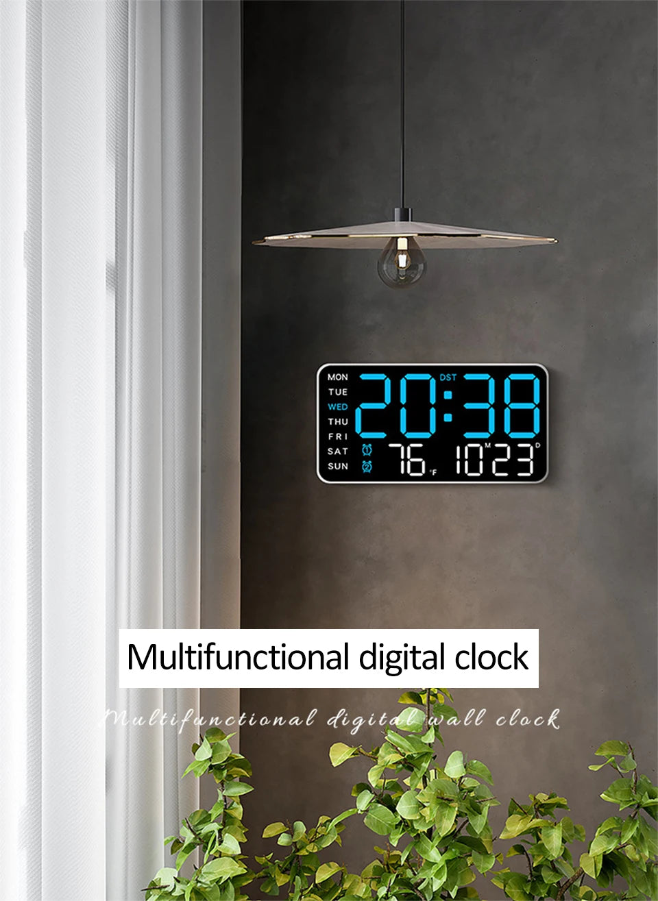Voice Control Alarm Clock USB Powered LED Digital Clocks Temp Date Week Display 12/24H DST Brightness Adjustment 2-Alarms Clocks