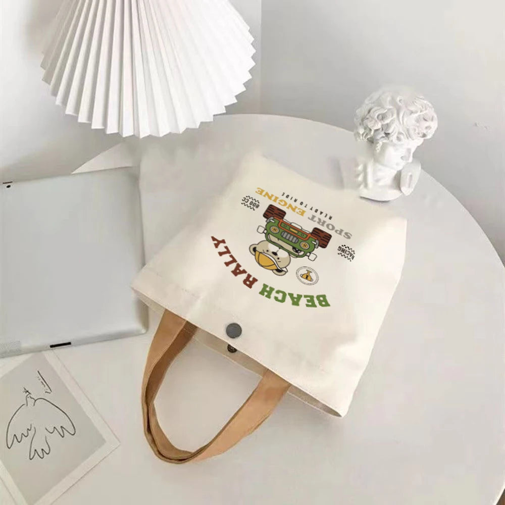 2024 New Canvas Bag Versatile Handbag Female Student Lunch Box Bag Simple Tote Bag Office Worker Lunch Bag Tote bag