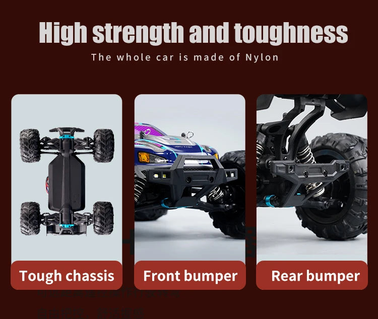 Rc Car Off Road 4x4 High Speed 70KM/H Remote Control Car with LED Headlight Brushless 4WD 1/16 Monster Truck Toys for Boys Gift