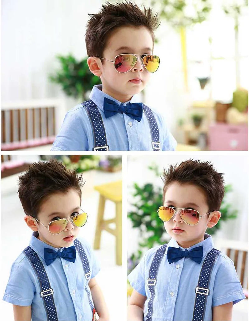 Fashion Brand Child Sunglasses Mirror Glasses Metal Pilot Sunglasses for Girl Boy Kids Sunglasses Children Glasses Goggles
