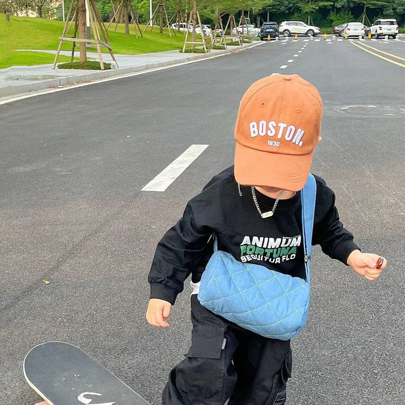 Korean Letters Embroidery Baseball Cap for Kids Boys Girls Summer Adjustable Hip Hop Sun Hat Children Snapback Caps Gorras кепка