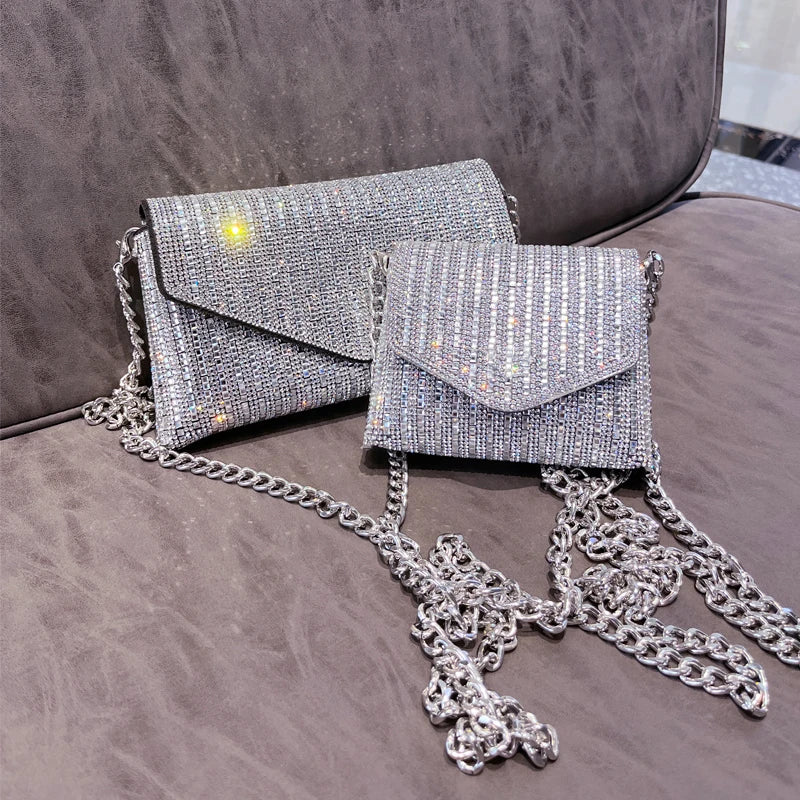 JIOMAY Mini Shoulder Bag for Women Designer Purses and Handbags Bling Rhinestone Clutch Bags Girls Chain Crossbody Bag Wholesale