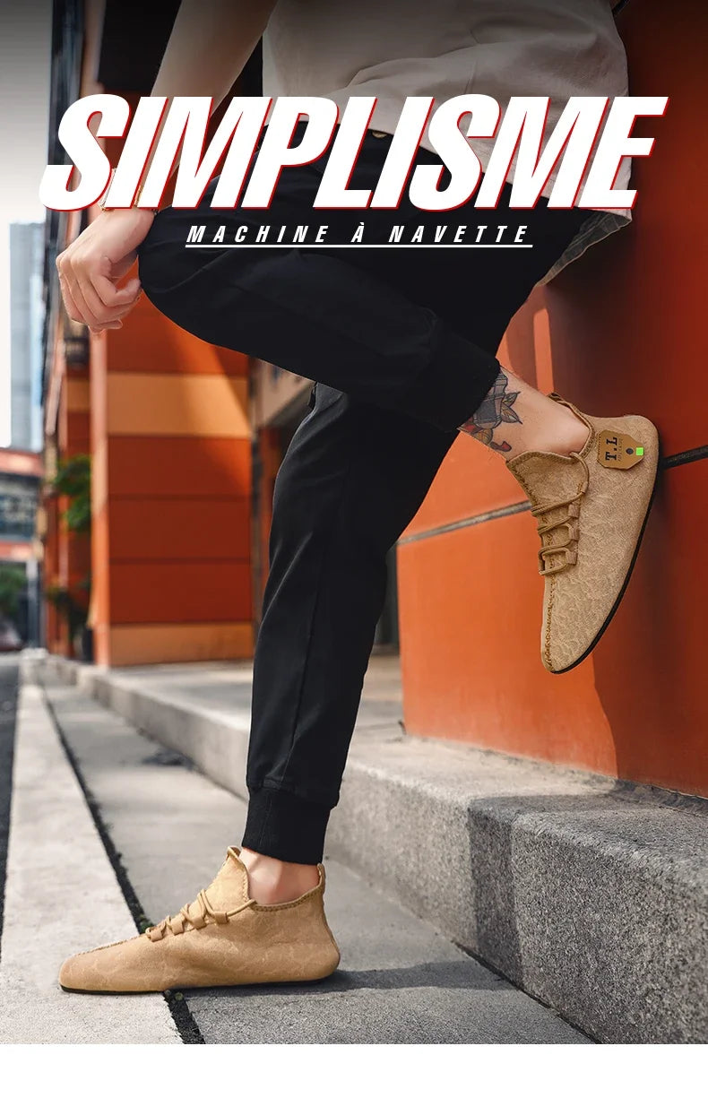 YRZL Men's Shoe Light Loafers Breathable Soft Comfortable Brown Walking Outdoor Casual Shoes Men 2024 Summer Lace Up Loafer Shoe