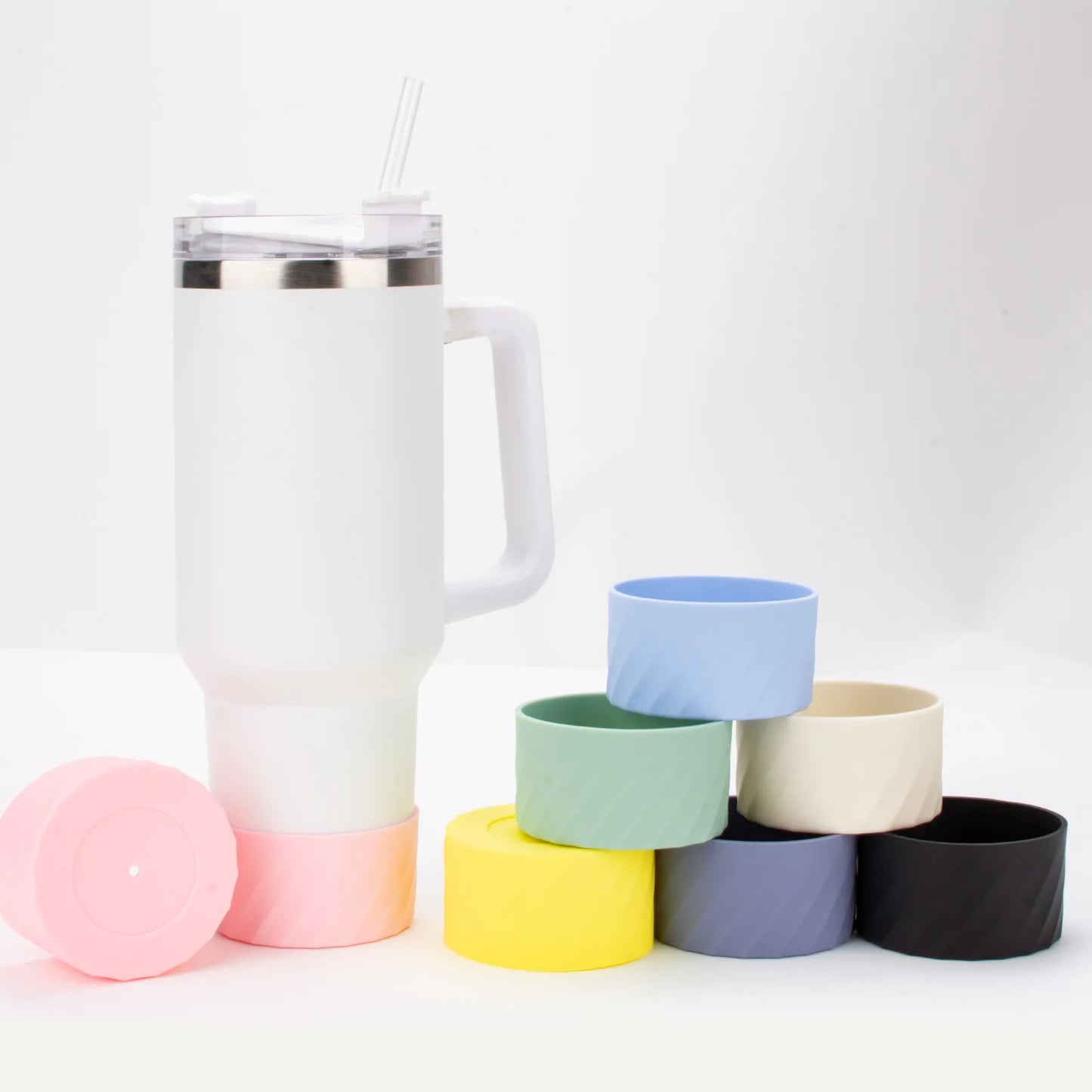 20oz 30oz 40oz Silicone Cover for Stanley Quencher Adventure Tumbler with Handle & Stanley IceFlow Protective Bottle Boot Sleeve