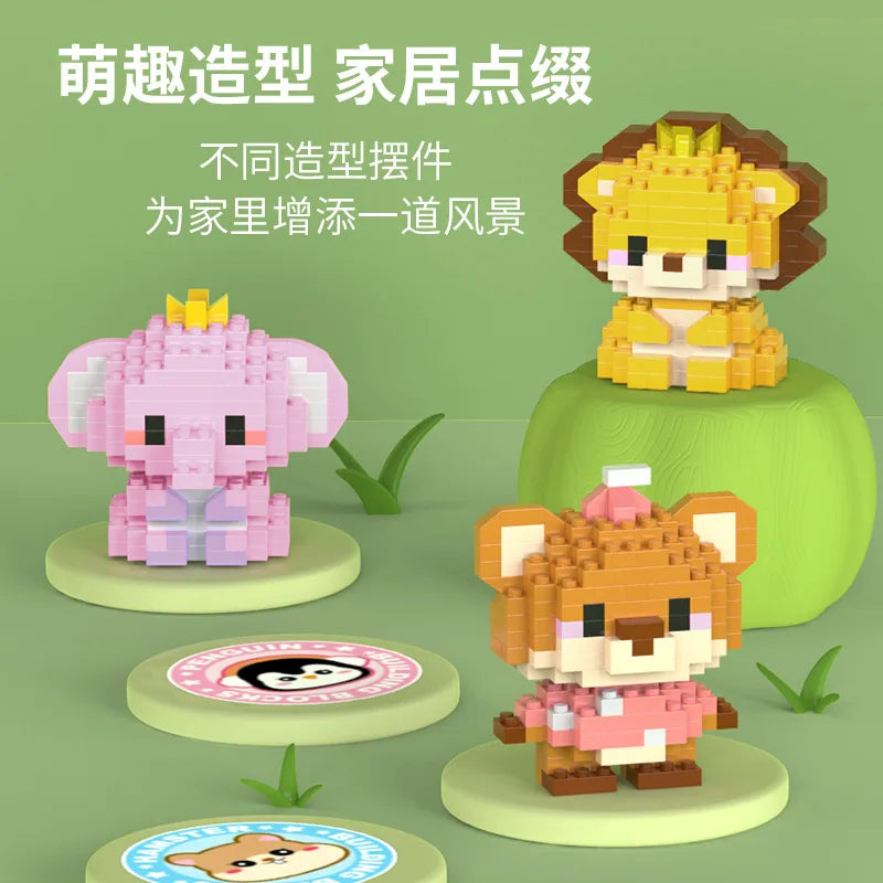 Cat Duck Mini Block Animal Figure Micro Building Blocks for Adults 3D Model Educational Bricks for Children Boys 6 Year Old Gift