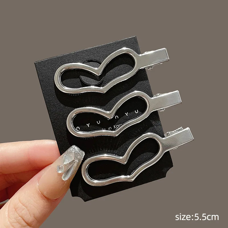 3Pcs/Set Sweet Fashion Metal Hairpin Non Slip Hairpin Geometric Hollow Hair Pin Women Barrettte