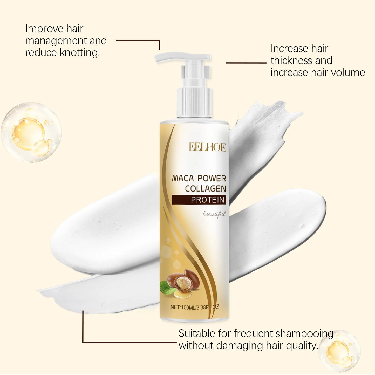EELHOE Collagen for Hair Cleaning Sets of Hair Care Products Smooth Strengthen Hair Loss Prevention Repair Keratin Essential Oil