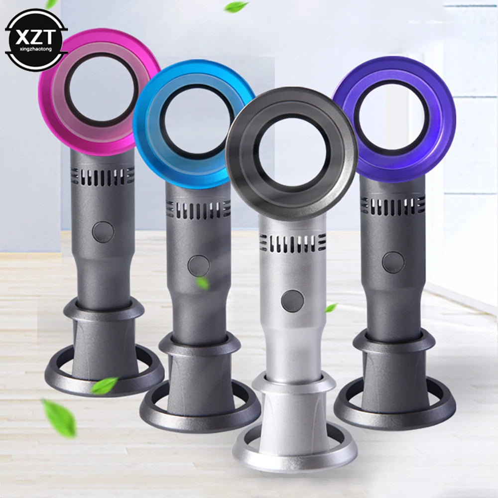 Portable Handheld Fan Mini USB Bladeless Fan Rechargeable Desktop Fan with Three Wind Speeds