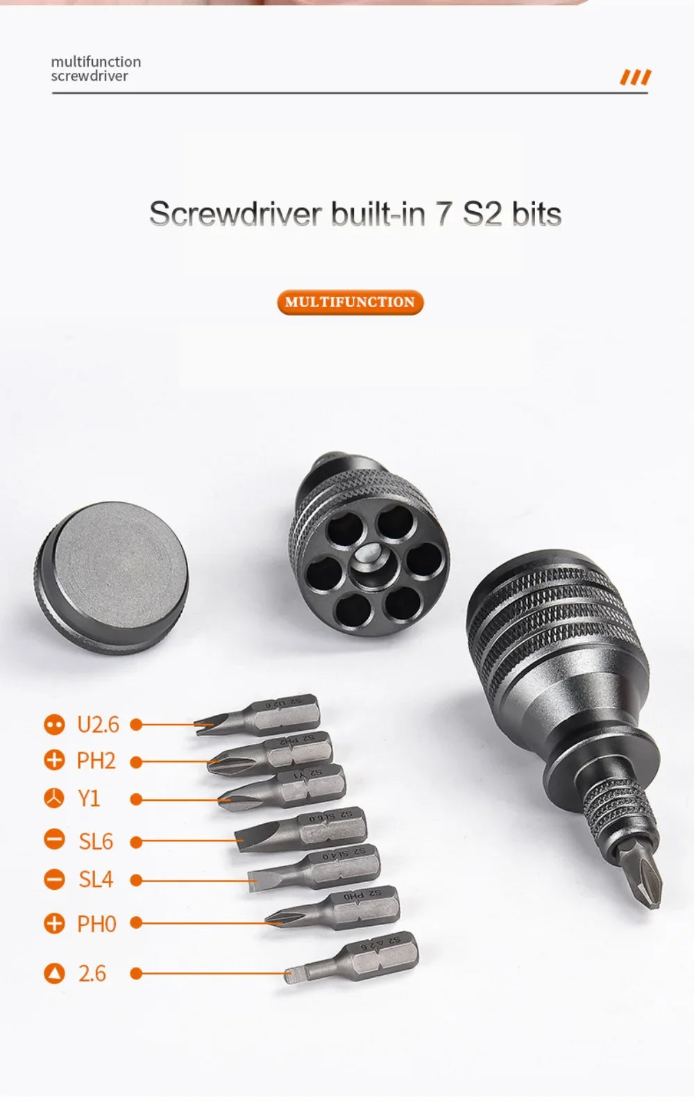 Precision 7 in 1 Mini Screwdriver Titanium Screwdrivers 1/4 Inch Magnetic Phillips Torx Screw Driver Bit Kit Home Repair Tool