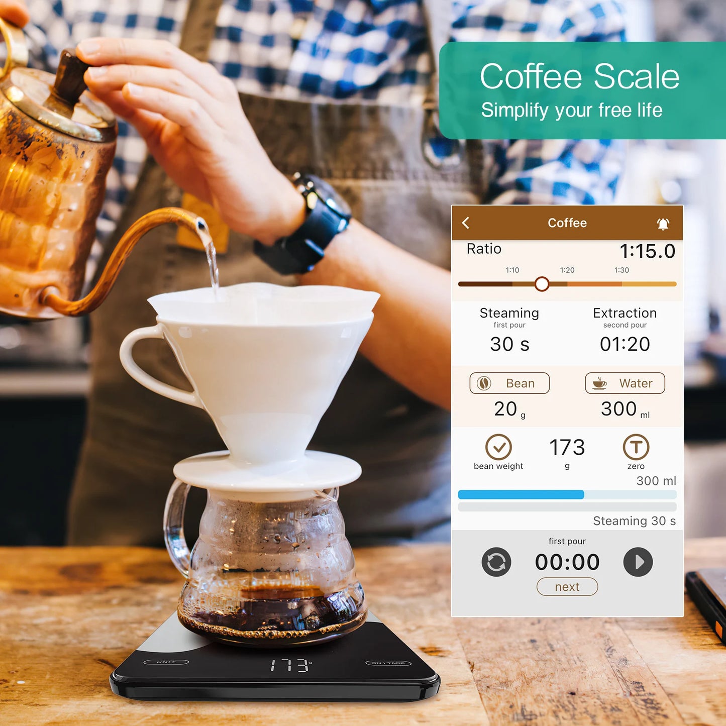 Digital Food Scale 10kg/1g Kitchen Scales with Nutrition Calculator APP Rechargeable Gram Scale for Weight Loss Baking Scale