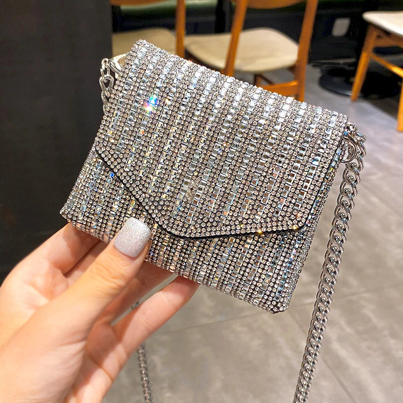 JIOMAY Mini Shoulder Bag for Women Designer Purses and Handbags Bling Rhinestone Clutch Bags Girls Chain Crossbody Bag Wholesale