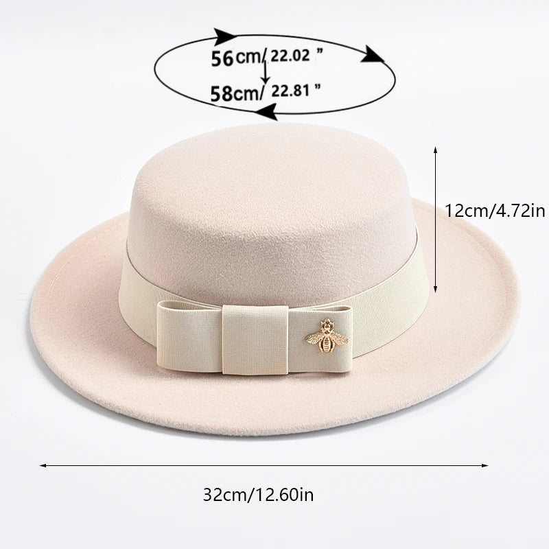 New Fedora Hat for Women Elegant Fashion Formal Wedding Decorate Church Cap Flat Top Bow Party Jazz Hat Chapeau Femme