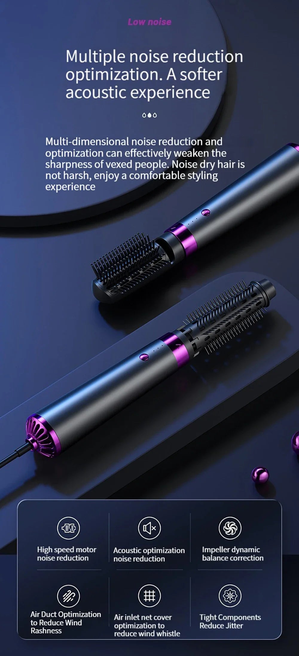 Multifunction Hair Dryer 5 in 1 Hot Air Comb Automatic Curling Rod Straight Hair Comb Hair Dryer Salon Style Tool Fast Dry