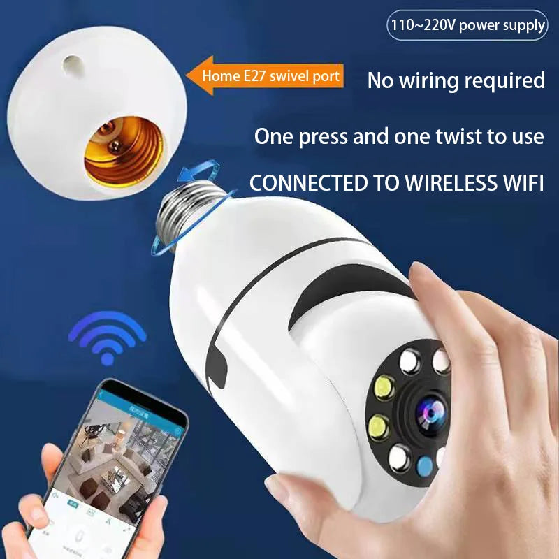 1080P Wifi Bulb E27 Surveillance Camera Full Color Night Vision 360° Rotating Automatic Human Tracking Two-way Talk Smart Home